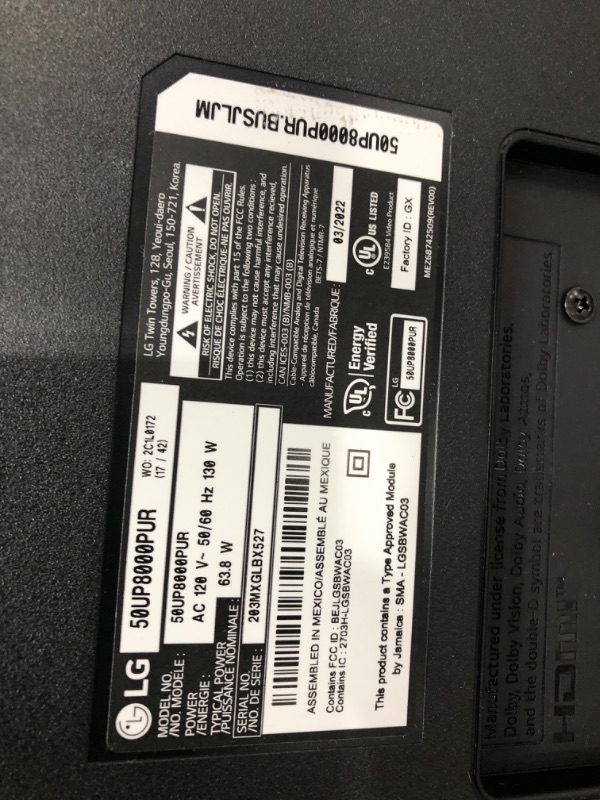 Photo 1 of LG 50" Class 4K UHD 80 Series Smart TV with AI ThinQ® 50UP8000PUR

