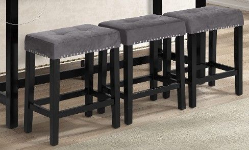 Photo 1 of 3 Bar Stools Set, Gray
