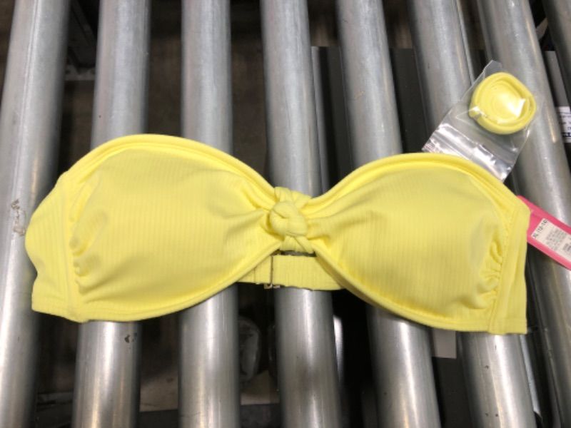 Photo 2 of JUNIORS' RIBBED KNOT-FRONT BANDEAU BIKINI TOP - XHILARATION™ LIGHT YELLOW (XL)