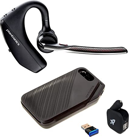 View 1 of Plantronics Voyager 5200 UC Bluetooth Headset Bundle - for Smartphones, PC, MAC Using RingCentral Software or App, Global Teck w/Wall Charger 206110-101