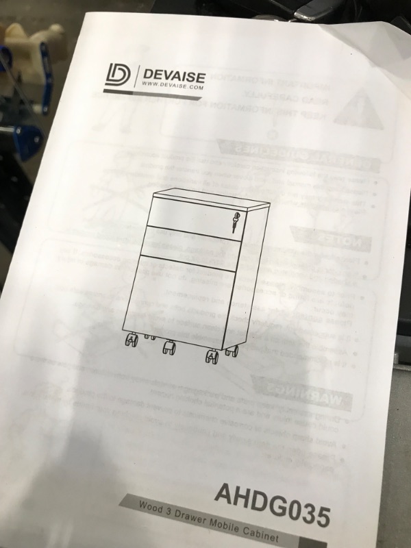 Photo 6 of ***ASSEMBLY REQUIRED*** DEVAISE 3-Drawer Slim Vertical File Cabinet, Fully Assembled Except Casters, Legal/Letter Size, White
