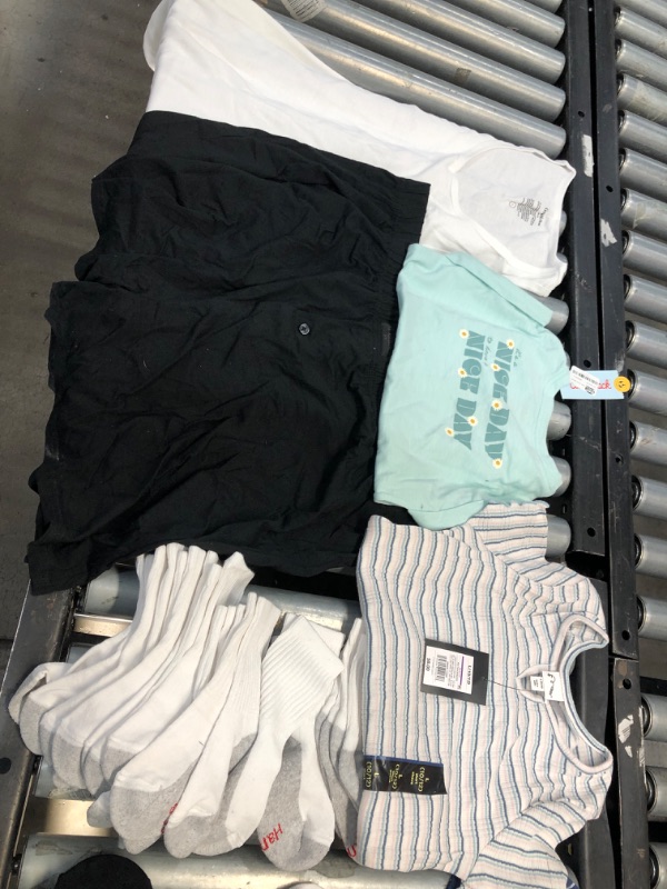 Photo 1 of BUNDLE OF ADULT AND KIDS CLOTHES AND SOCKS