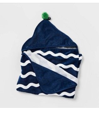 Photo 1 of 25"x50" Blue Wave Hooded Towel - Pillowfort™
