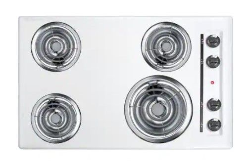 Photo 1 of 30 in. Coil Electric Cooktop in White with 4 Elements
