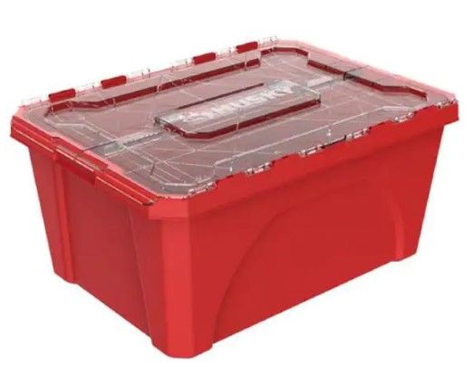 Photo 1 of 18-Gal. Professional Duty Storage Container with Flip Top Lid in Red
