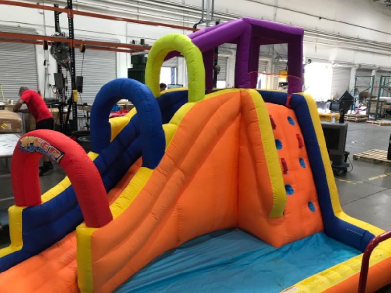 Photo 2 of BANZAI Sidewinder Blast Water Park, Length: 15 ft, Width: 16 ft 10 in, Height: 10 ft 5 in, Inflatable Outdoor Backyard Water Slide Splash Toy
