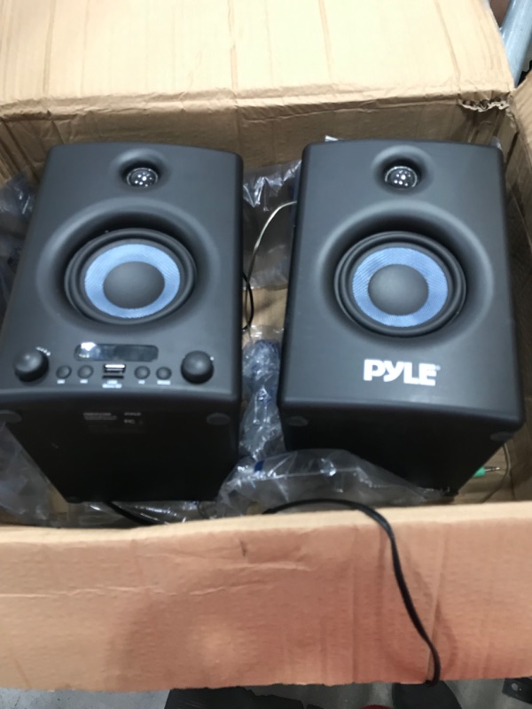 Photo 3 of Pyle HiFi Active Bookshelf Speaker with Bluetooth - Audio Stereo Monitor Speaker System, 300W, Professional Quality Sound for PC, TV, Desktops, w/USB, Micro SD, RCA Input, Black - PBKSP33BK
