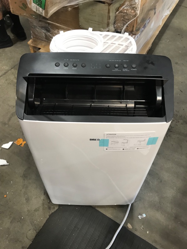 Photo 3 of ***PARTS ONLY*** Dreo TwinCool 12000 BTU Smart Inverter Portable Air Conditioner with Dual Hose, 42dB Quiet,Powerful Cooling, Up to 450 Sq Ft, Remote Control, Dehumidify, 24H Timer, Window Mount Kit, White, DR-HAC001 missing window kit. blows hot air
