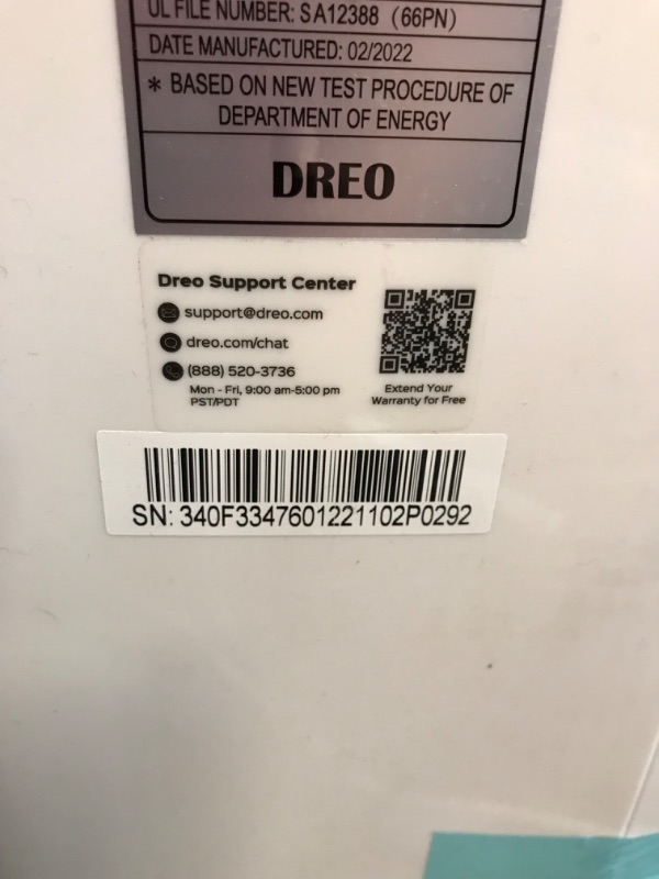 Photo 5 of ***PARTS ONLY*** Dreo TwinCool 12000 BTU Smart Inverter Portable Air Conditioner with Dual Hose, 42dB Quiet,Powerful Cooling, Up to 450 Sq Ft, Remote Control, Dehumidify, 24H Timer, Window Mount Kit, White, DR-HAC001 missing window kit. blows hot air

