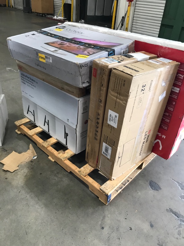 Photo 1 of PALLET OF BROKEN TVS AND MONITORS, NO REFUNDS OR RETURNS 