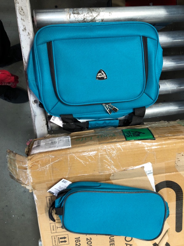 Photo 8 of Travelers Club Chicago Plus Carry-on Luggage and Accessories Set with Tote and Travel Kit-Color:Teal Size:5 Piece
