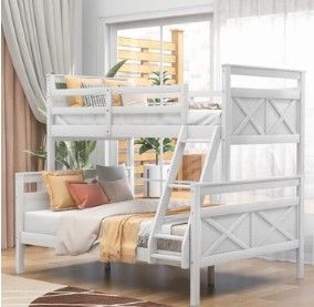 Photo 1 of *Incomplete set*
Box 2 of 2
TWIN OVER FULL BUNK BED WITH LADDER, SAFETY GUARDRAIL, PERFECT FOR BEDROOM, WHITE
