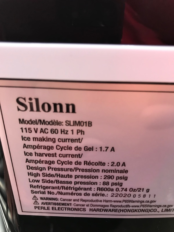 Photo 4 of *** NONFUNCTIONAL ***
Silonn Ice Makers Countertop, 9 Cubes Ready in 6 Mins, 26lbs in 24Hrs, Self-Cleaning Ice Machine with Ice Scoop and Basket, 2 Sizes of Bullet Ice for Home Kitchen Office Bar Party