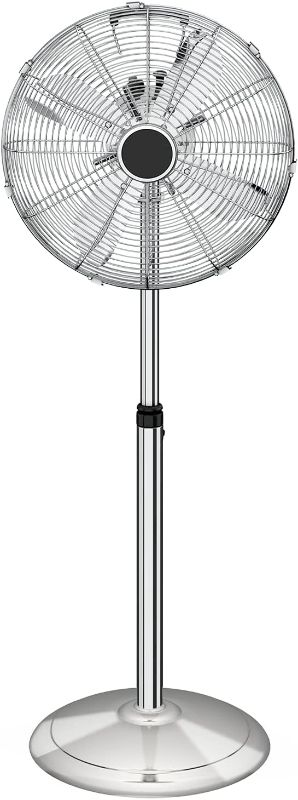 Photo 1 of 16 Inch Stand Fan, Adjustable Heights, Horizontal Ocillation 75°, 3 Settings Speeds, Low Noise, Quality Made Durable Fan, High Velocity, Heavy Duty Metal For Industrial, Commercial, Residential
