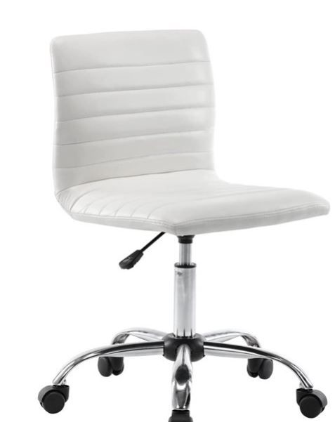 Photo 1 of Yoyomax Mid Back Task Chair, Modern Armless Office Chair with PU Leather and Height Adjustment, White

