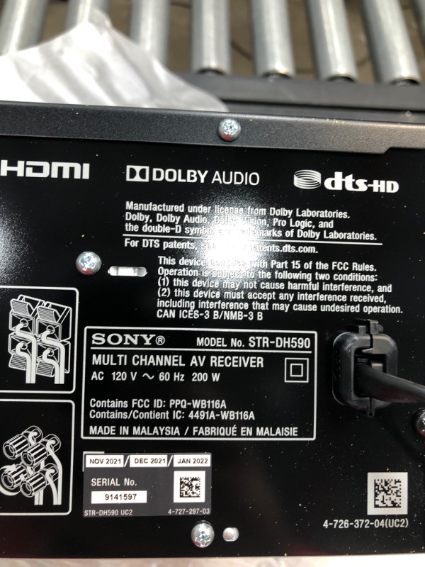 Photo 6 of Sony STRDH590 5.2 Channel Surround Sound Home Theater Receiver: 4K HDR AV Receiver with Bluetooth,Black
