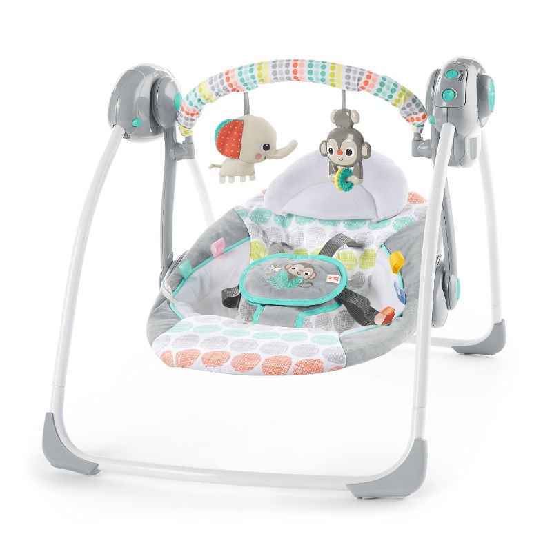 Photo 1 of used and needs cleaning
Bright Starts Whimsical Wild Portable Compact Baby Swing with Taggies Unisex Newborn and up
