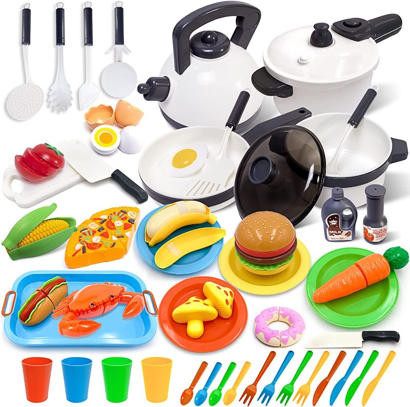 Photo 1 of opened
Kids Kitchen Toy Cookware with Play Food Toy Set,Kitchen Play Accessories with Pots and Pans,Cutting Food Toy Utensils,Play Dishes Learning Toys Gift for Toddlers Boys Girls(72 PCS)
