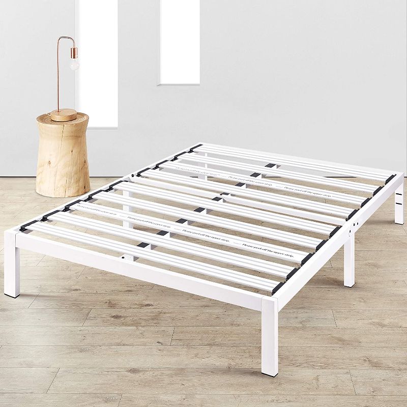 Photo 1 of ***INCOMPLETE*** Mellow Rocky Base E 14" Platform Bed Heavy Duty Steel White, w/ Patented Wide Steel Slats (No Box Spring Needed) - KING
