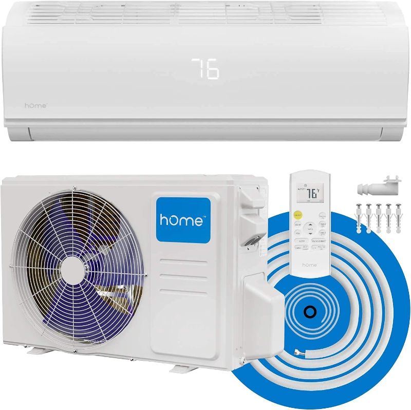 Photo 1 of *** Box 2 of 2***  hOmeLabs Split Type Inverter Air Conditioner with Heat Function — 12,000 BTU 230V — Low Noise, Multimode Air Conditioning 