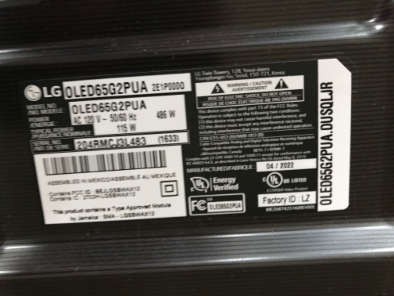 Photo 3 of **NO REFUNDS OR RETURNS **DOES NOT POWER ON***LG 65-Inch Class OLED evo Gallery Edition G2 Series Alexa Built-in 4K Smart TV, 120Hz Refresh Rate, AI-Powered 4K, Dolby Vision IQ and Dolby Atmos, WiSA Ready, Cloud Gaming (OLED65G2PUA, 2022)
