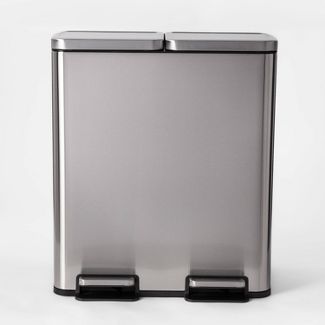 Photo 1 of 60L Stainless Steel Step Trash and Recycle Can - Brightroom™

