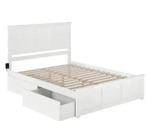 Photo 1 of **INCOMPLETEBOX 1 OF 2  **AFI
Madison White Queen Platform Bed with Matching Foot Board with 2-Urban Bed Drawers