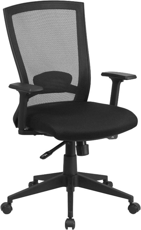 Photo 1 of Flash Furniture Mid-Back Black Mesh Executive Swivel Ergonomic Office Chair with Back Angle Adjustment and Adjustable Arms
