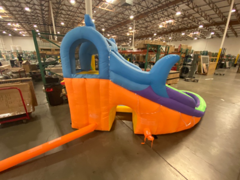 Photo 1 of ESTPARTY Inflatable Kids Water Shark Slide, Pool Water Slide for Toddler, Bouncy Jumper, Splash Park for Outdoor Fun with Blower