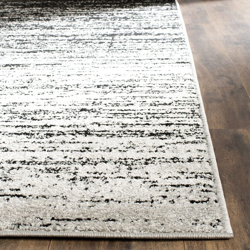 Photo 1 of SAFAVIEH Adirondack Collection 8' x 8' Square Silver / Black ADR113A Modern Ombre Non-Shedding Living Room Bedroom Dining Home Office Area Rug
