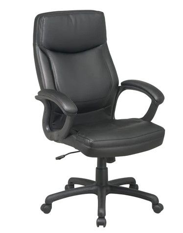 Photo 1 of Office Star Work Smart EC6583-EC3 Executive High Back Black Eco Leather Chair with Locking Tilt Control and Color Match Stitching
