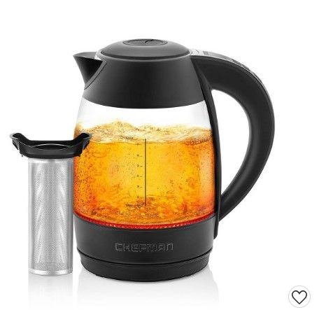 Photo 1 of Chefman 1.8 Liter Glass Electric Kettle with Precision Temp Control - Black

