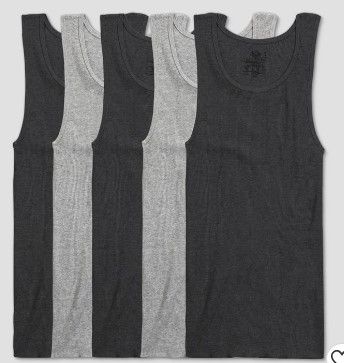 Photo 1 of Fruit of the Loom Men's A-Shirt - Black/Gray
SIZE LARGE 5 PACK 
