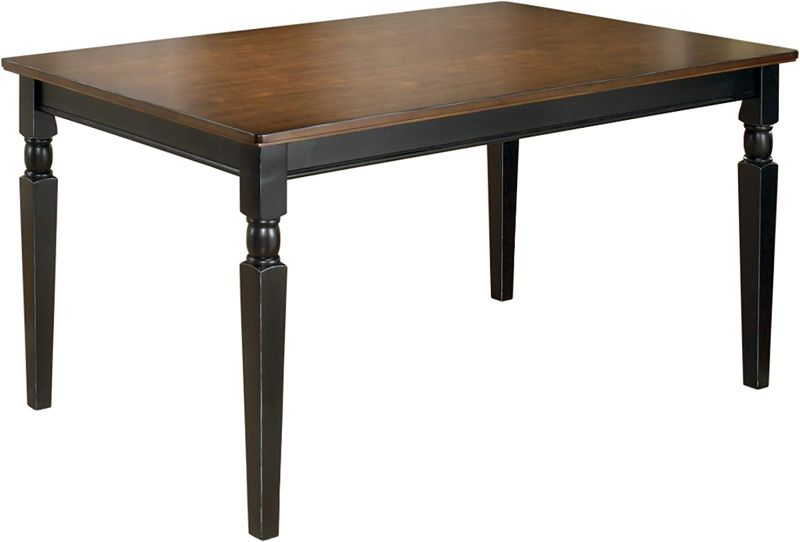 Photo 1 of **HAS DAMAGE**
Signature Design by Ashley Owingsville Rustic Farmhouse Dining Room Table, Black & Brown
