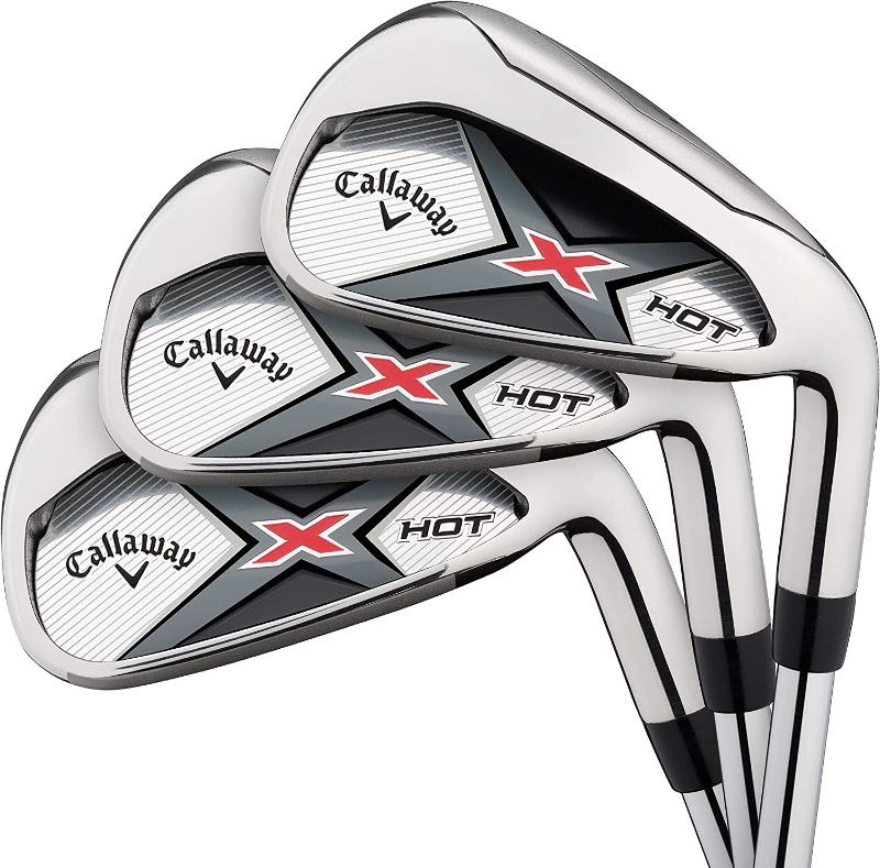 Photo 1 of **INCOMPLETE SET MISSING 8 AND 9 CLUB***Callaway X HOT Iron Set RIGHT HAND 
Size	5-PW AW Steel Stiff
Golf Club Flex	Stiff
Hand Orientation	Right
Material	Alloy Steel
Brand	Callaway
Shaft Material	Alloy Steel