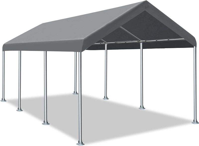 Photo 1 of ***PARTS ONLY*** 12x20ft Heavy Duty Carport with 8 Legs, Auto Portable Garage, Boat Shelter Tent & Market Stall Car Canopy for Party & Wedding, Grey
