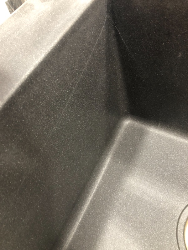 Photo 6 of **DAMAGED** CRACKED IN MIDDLE OF SINK* MISSING DRAIN COVER* * Kraus Forteza™ 33" Composite Granite Kitchen Sink for Undermount or Countertop Installation - Strainer, Oven Mitt, and Trivet Included
