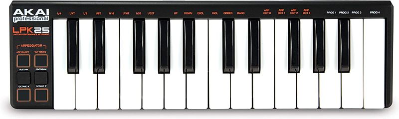 Photo 1 of AKAI Professional LPK25 - USB MIDI Keyboard controller with 25 Velocity-Sensitive Synth Action Keys for Laptops (Mac & PC), Editing Software included...
