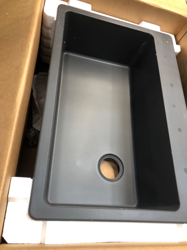 Photo 4 of **LIGHT DAMAGE** * Elkay Quartz Classic 33" x 22" x 9-1/2", Single Bowl Drop-in Sink, Dusk Gray
