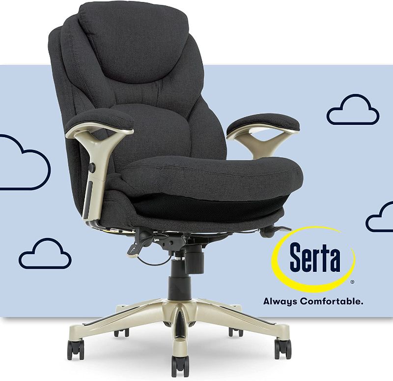 Photo 1 of **MISSING PARTS** Serta Ergonomic Executive Office Chair Motion Technology Adjustable Mid Back Design with Lumbar Support, Dark Gray Fabric
