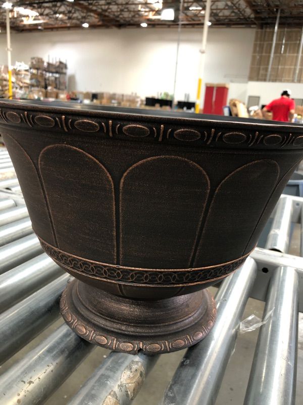Photo 1 of 3 pack**Scalloped Flare 15 in. Warm Copper Plastic Low Urn
