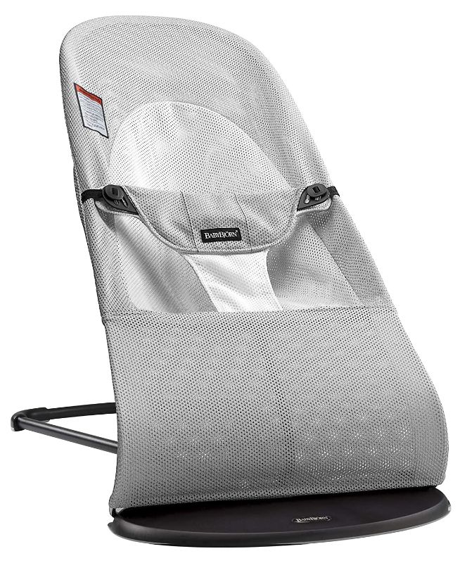 Photo 1 of **HAS STAINED**
BabyBjörn Bouncer Balance Soft, Mesh, Silver/White (005029US)
