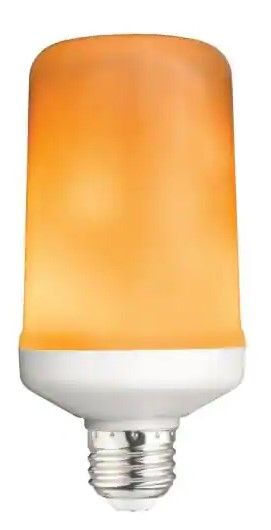 Photo 1 of 6 OF- 3-Watt Equivalent A19 Cylinder Flame Design LED Light Bulb Amber (1-Pack)
