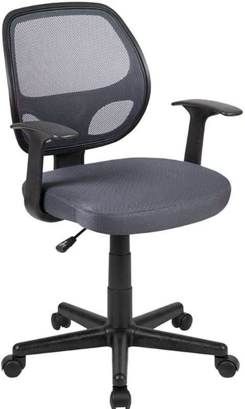 Photo 1 of Flash Furniture Flash Fundamentals Mid-Back Gray Mesh Swivel Ergonomic Task Office Chair with Arms
