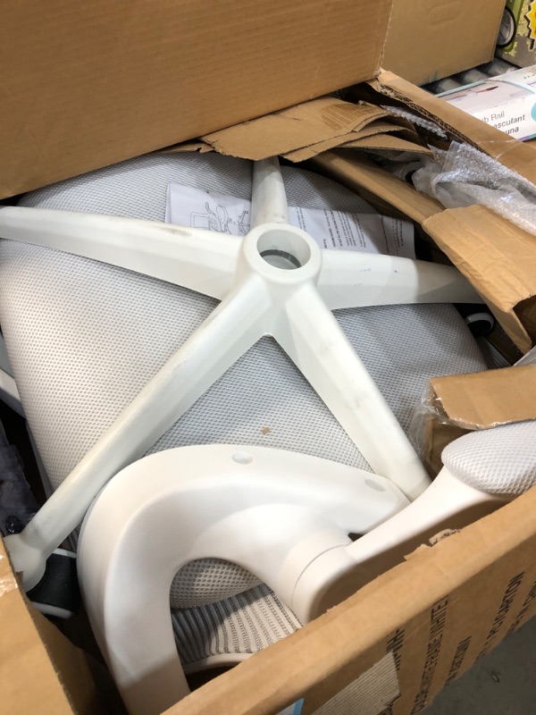 Photo 1 of Flash Furniture Mid-Back White Mesh Swivel Ergonomic Task Office Chair with White Frame and Flip-Up Arms
