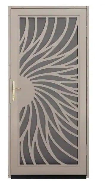 Photo 1 of **PLEASE READ COMMENTS BELOW** 36 in. x 80 in. Solstice Tan Surface Mount Steel Security Door with Insect Screen and Brass Hardware
