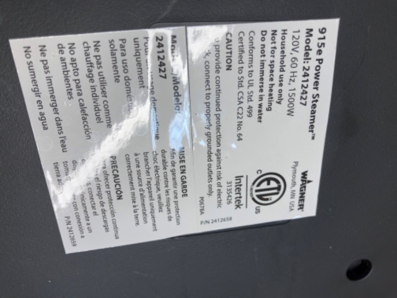 Photo 1 of Wagner Spraytech 0282014 915e On-Demand Steam Cleaner & Wallpaper Removal, Multipurpose Power Steamer, 18 Attachments Included (Some Pieces Included in Storage Compartment)
