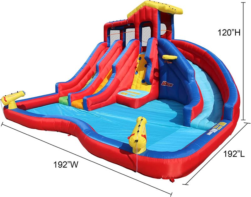 Photo 1 of Banzai Hydro Blast Water Park, Length: 16 ft, Width: 16 ft, Height: 10 ft, Inflatable Outdoor Backyard Water Slide Splash Toy
