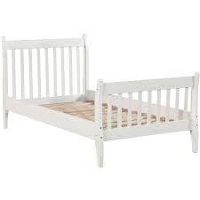 Photo 1 of 80 in.W White Twin Size Platform Bed with Solid Wood Slat Support