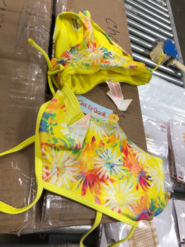 Photo 2 of Girls' Daisies Print Flounce 2pc Bikini Set - Cat & Jack™ Neon Yellow


